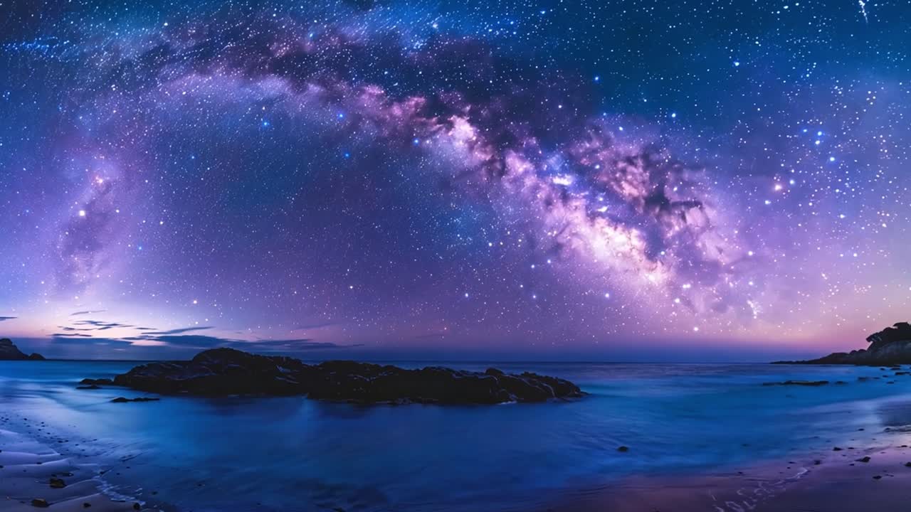 Night sky with the Milky Way over the ocean