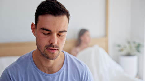 Divorce,-thinking-and-man-with-stress-in-a-bedroom