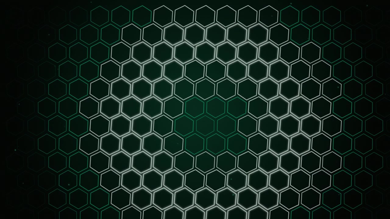 Abstract Green Hexagon Pattern Expanding and Contracting Motion Background