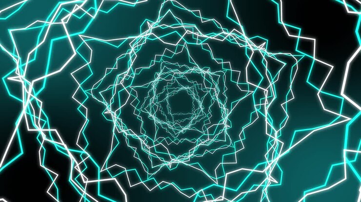 Dynamic Abstract Tunnel of Glowing Cyan Lines