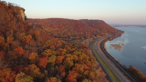 autumn colors overlook highway and river