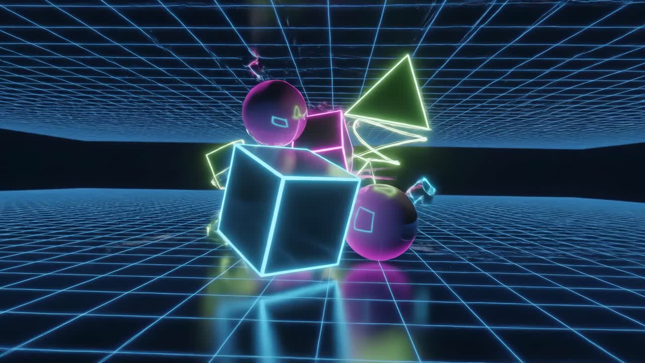 Abstract Geometric Shapes in Neon