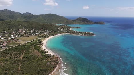 stunning turquoise ocean water of the caribbean nearby antigua coast. aerial, wide shot