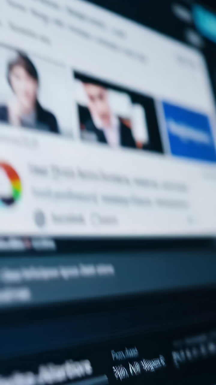 Blurred computer screen showing online meeting