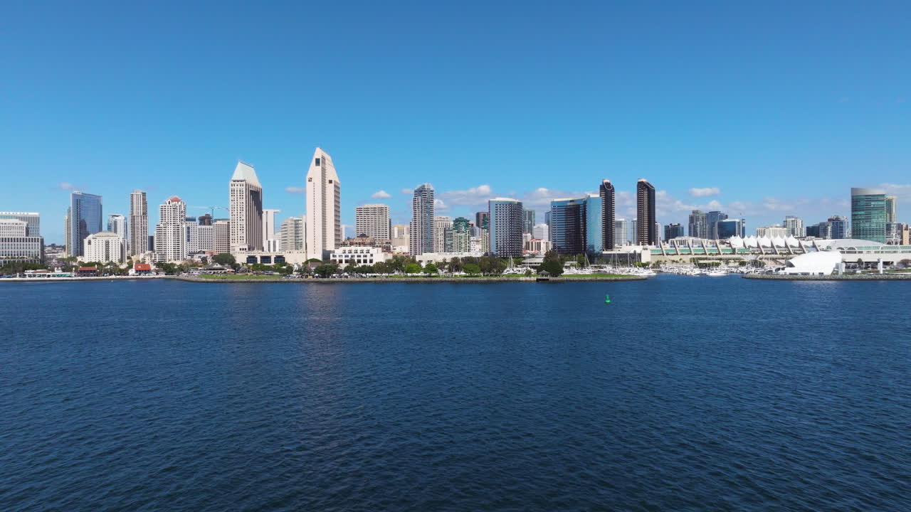 Drone Shot Of Downtown Skyline San Diego In California, USA