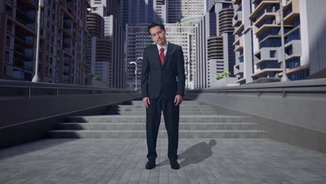hombre de negocios en el paisaje urbano moderno