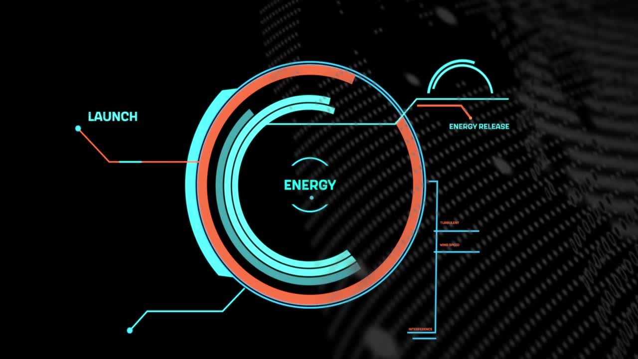 Animation of data processing over black background