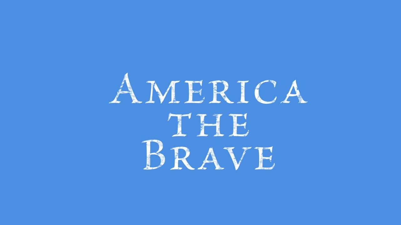 animación de américa el texto valiente sobre fondo azul