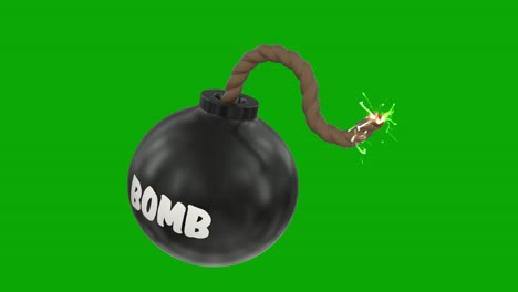 Bomb-cartoon-toon-fuse-burning-lit-timer-sparks-sphere-ball-loop-4k