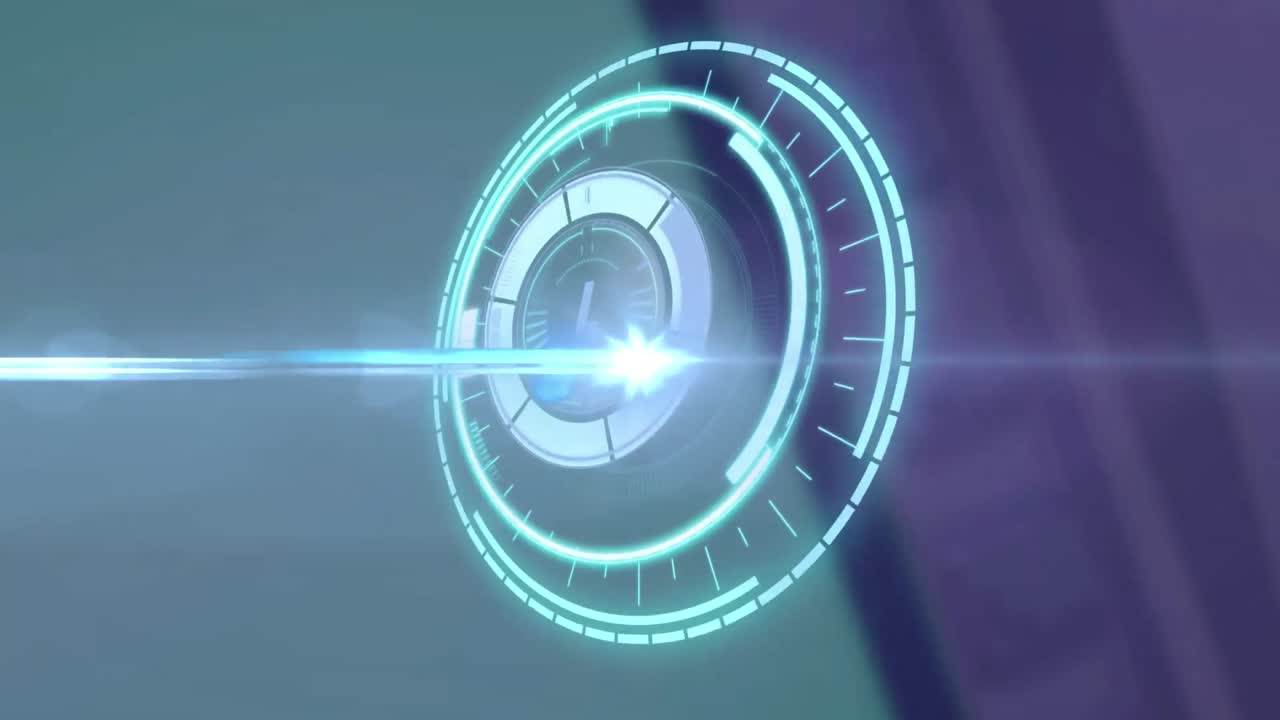 animación de un haz de luz y una cerradura de seguridad circular que gira sobre un fondo gris