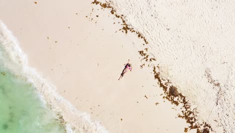 vista aérea de personas relajándose en una playa tropical