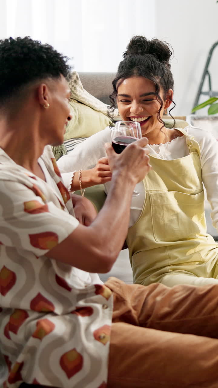 Couple drinking wine indoors
