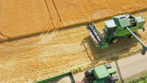 Combine-Harvester-During-Harvest-Season-At-Farm-Field