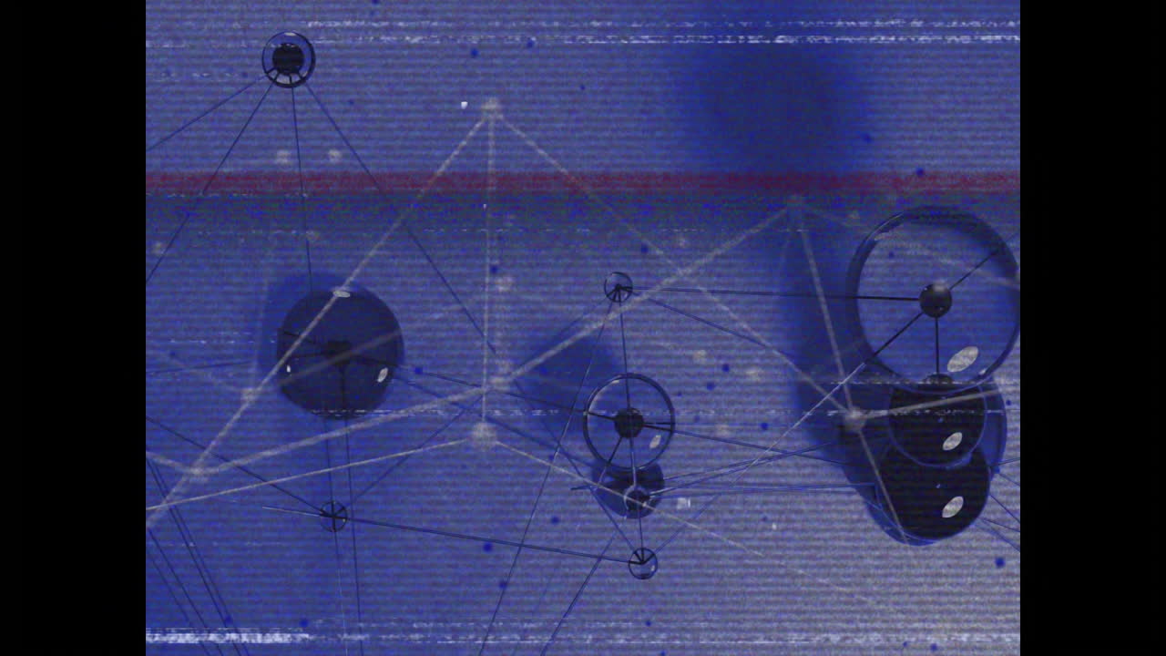 Animation of interconnected nodes forming geometric pattern in school setting