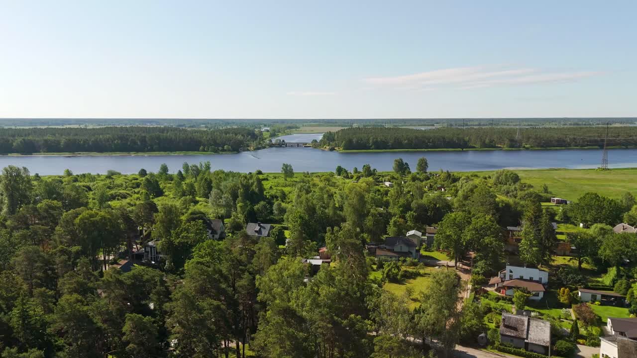 Scenic aerial view of Jurmala's lush landscape and calm Baltic beach vibes