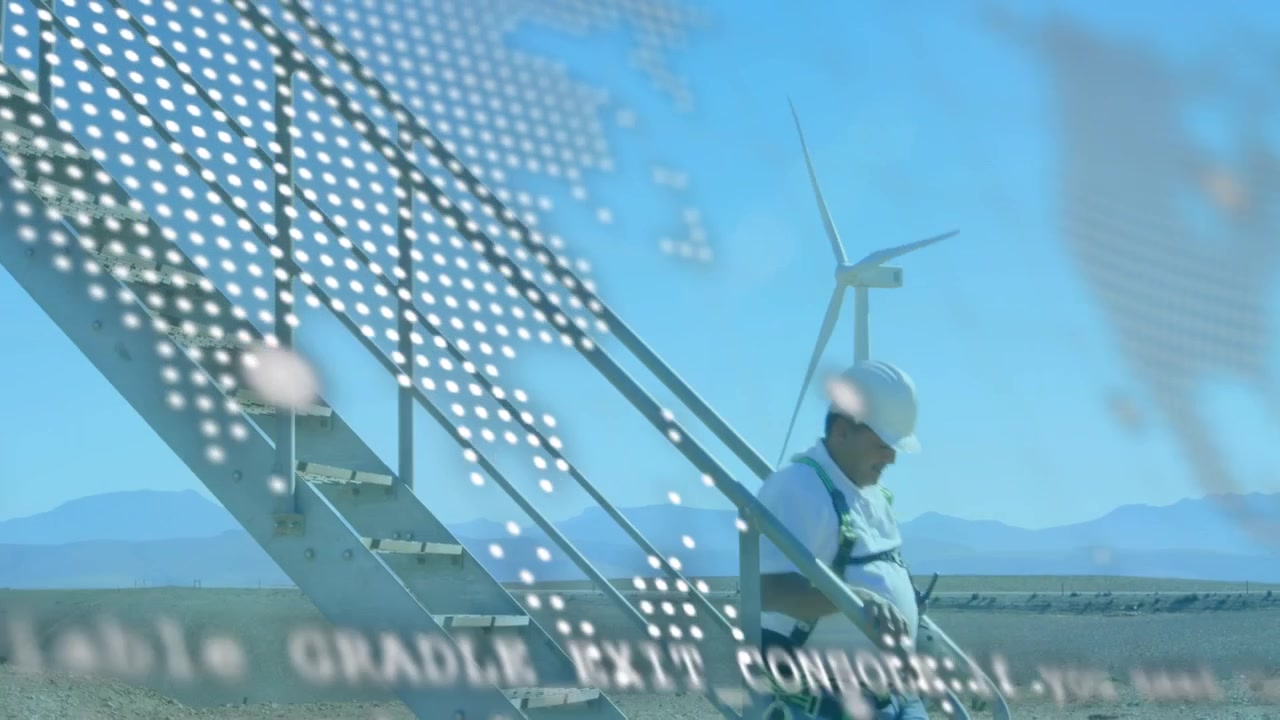 Animazione di testo con globo e rete di connessioni