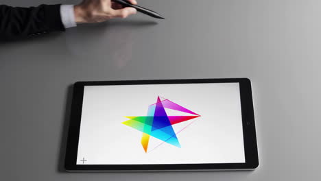 Tablet displaying colorful star graphic design