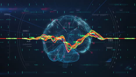 animación del cerebro digital sobre el procesamiento de datos