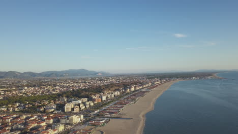 drone shot of the italian maremma coast during a beautiful sunny day