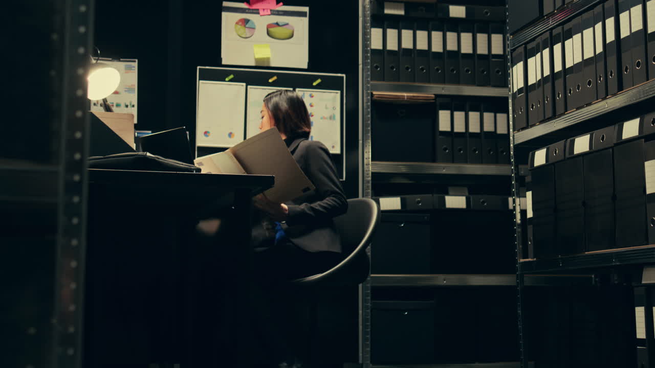 agente privado que trabaja en la sala de archivos de la policía para leer los registros oficiales