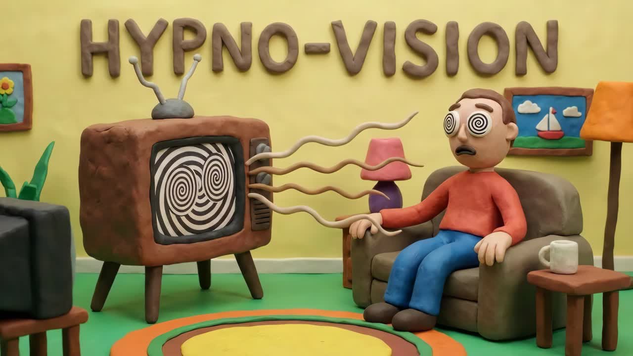 Scena di ipnosi in claymation
