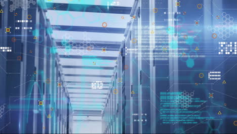 animación del procesamiento de datos digitales a través de servidores informáticos