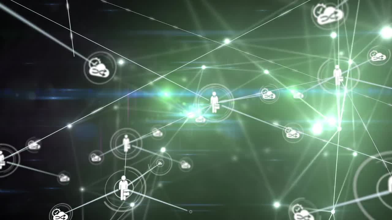 어두운 배경 위의 연결 네트워크의 애니메이션