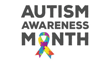 digitally generated video of with puzzle elements forming autism awareness month text against white