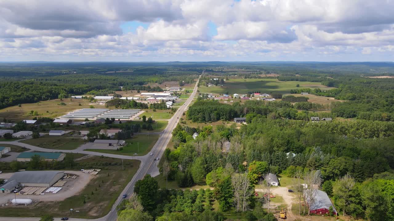 Countryside township and panoramic view of Michigan landscape