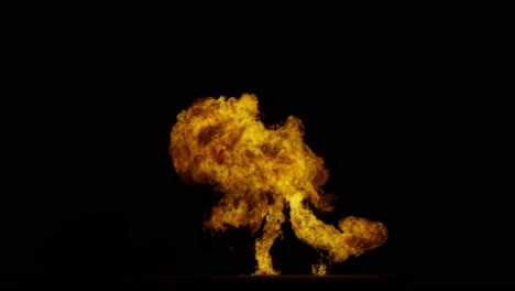 big fire explosion ground sparks from the bottom of the screen, black background, transparent overlay with alpha matte, ​​big explosion effect video