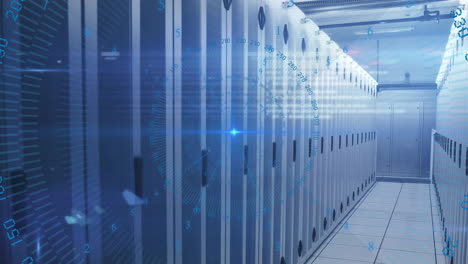 animation of data processing over server room