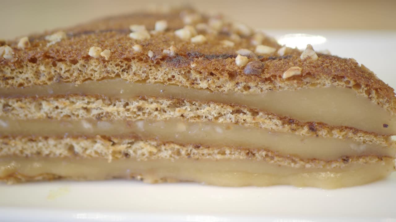 Close-up of a Layered Cake with Nuts