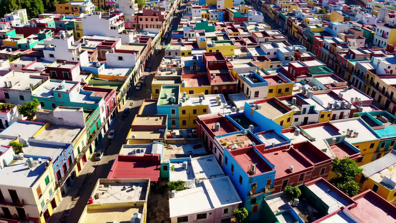 Colorful Houses Aerial View