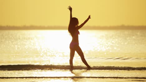 asian chinese female in bikini on ocean beach