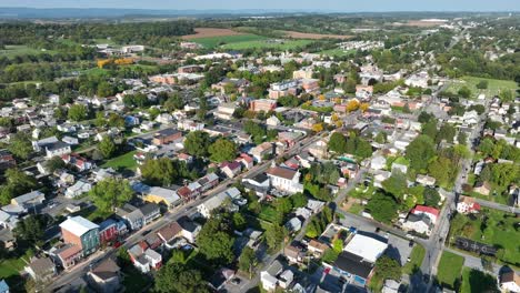 american town during early autumn