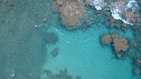 Surfers-paddling-in-turquoise-waters-4k