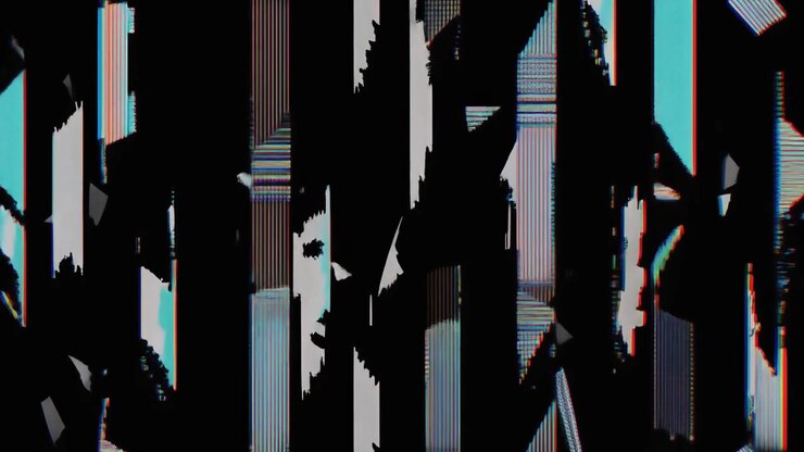 Effetto glitch digitale astratto con linee verticali e rumore
