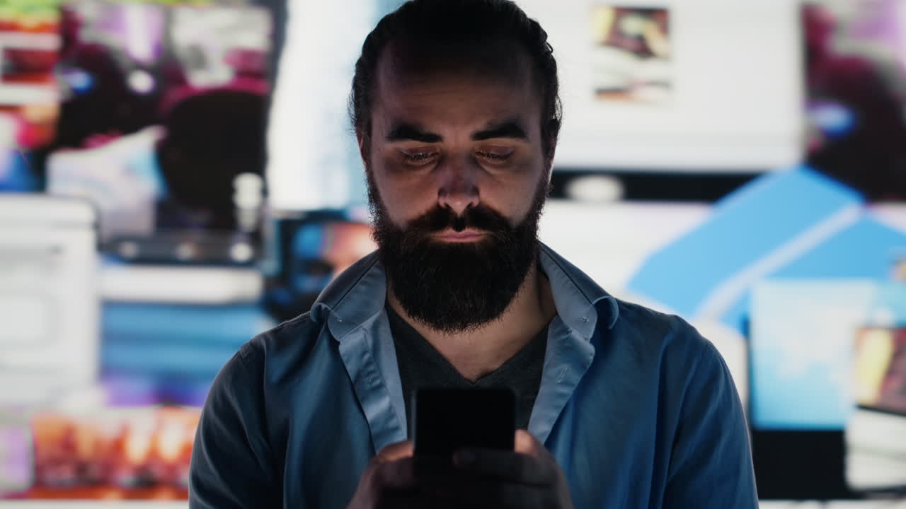 Young adult wasting away in front of the phone screen due to social media abuse