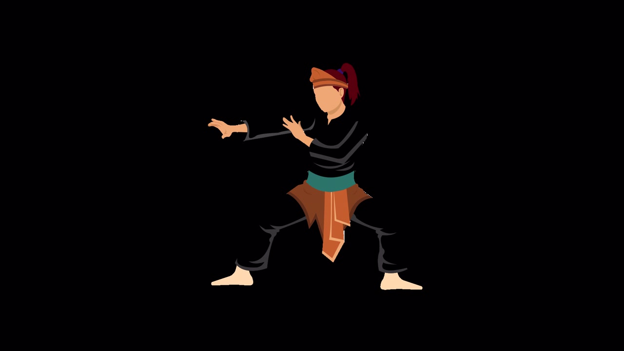 Animated Woman in Traditional Martial Arts Stance