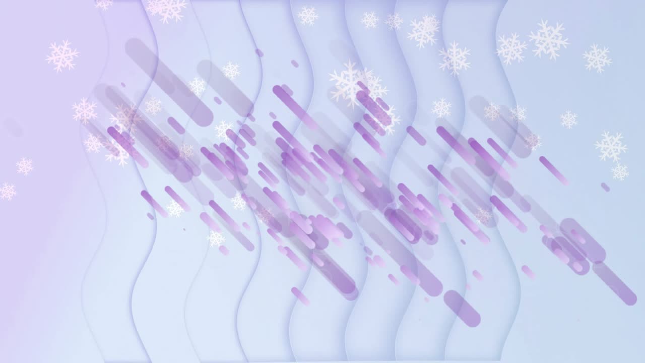 Gradient panels fading in causing purple bars converging and snowflakes forming for seasonal effect