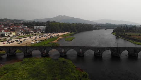 Ponte-de-Lima-Portugal-and-surrounding-area,-drone-footage