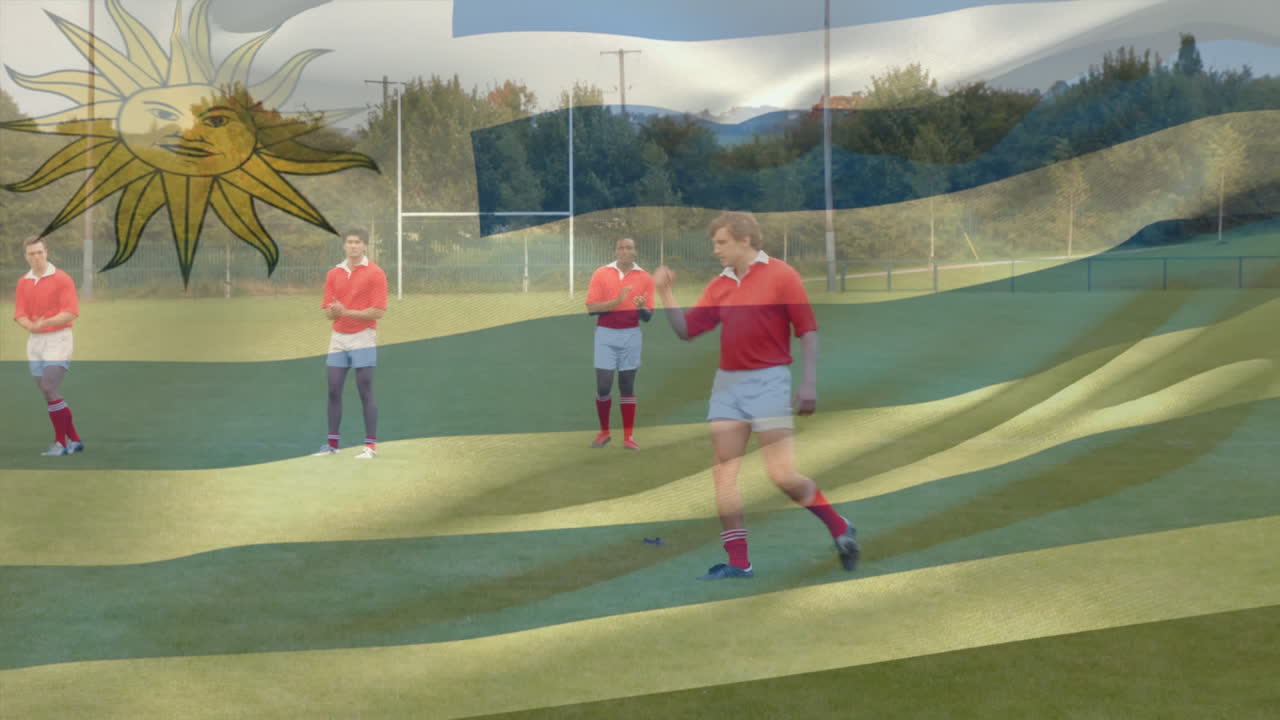 우루과이  ⁇ 발 을 들고 달리는 럭비 선수 들