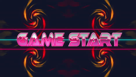 animación del texto de inicio del juego sobre formas de neón sobre fondo negro