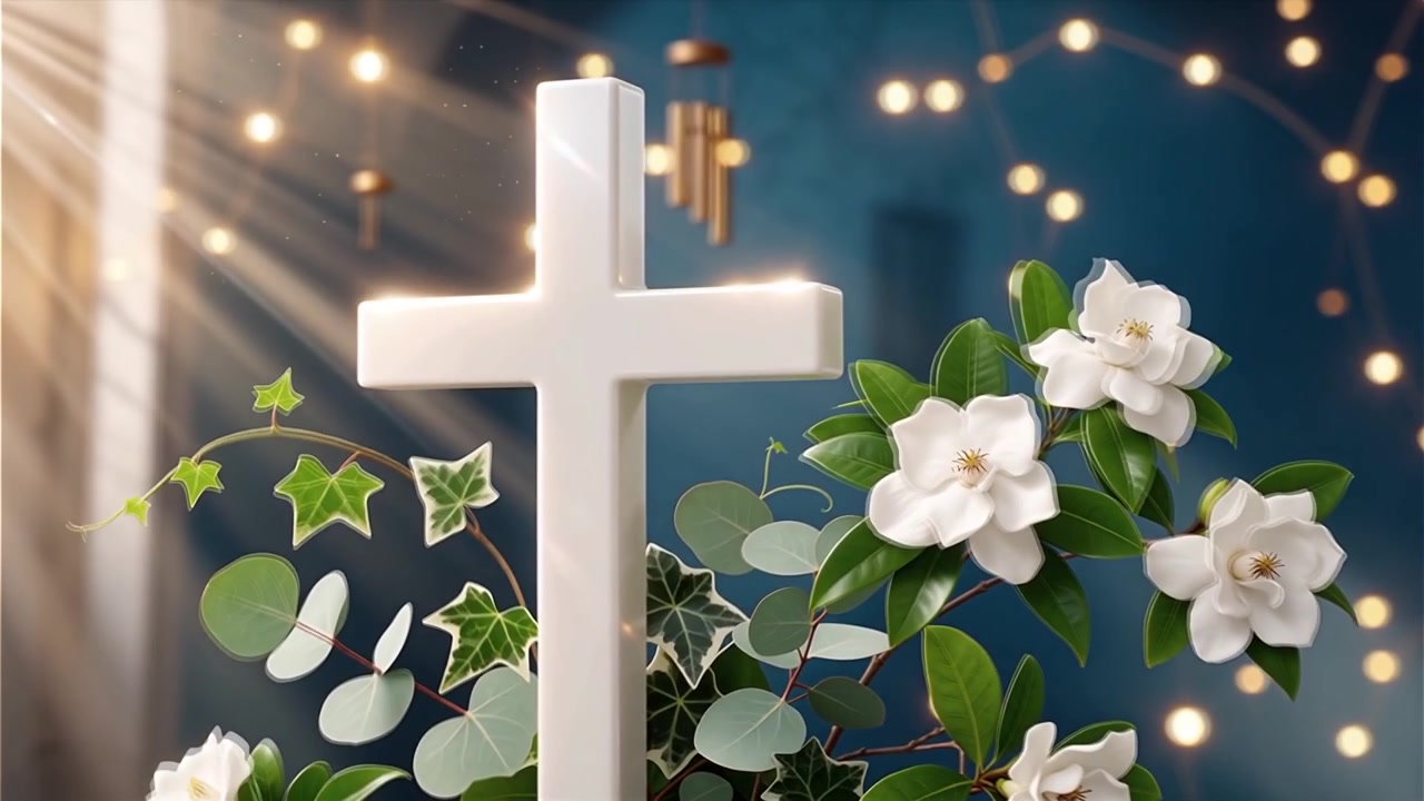 Cruz Cristiana con Luz Celestial, Fondo para Adoración.