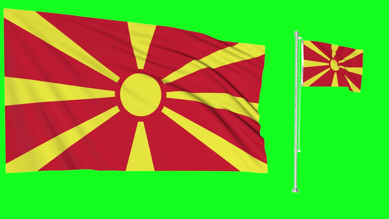 pantalla verde ondeando la bandera de macedonia o el asta de la bandera