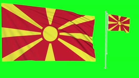 Greenscreen-Schwenkt-Mazedonien-Flagge-Oder-Fahnenmast