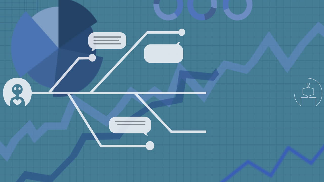 animación del procesamiento de datos con íconos