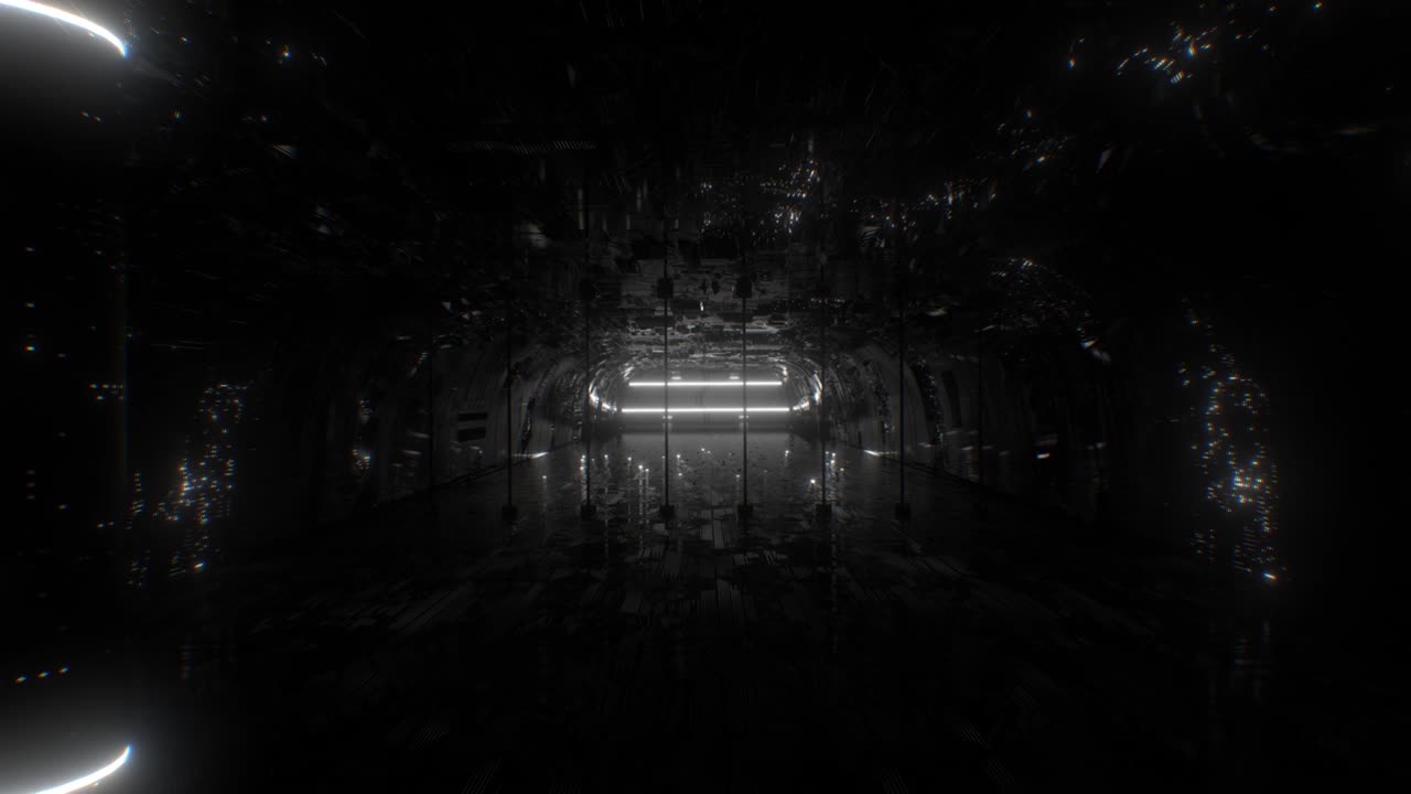 Inside Futuristic Sci-Fi Alien Spaceship with Abstract Neon Lights - 4K Seamless Loop Motion Background Animation