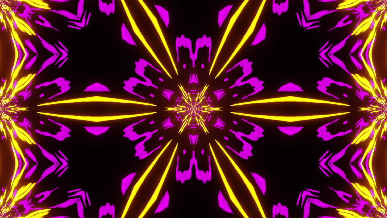 Animasi loop VJ kaleidoskop neon ungu tanpa jeda.