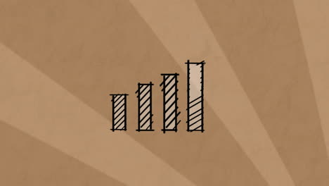 Hand-drawn bar chart animation over brown textured background